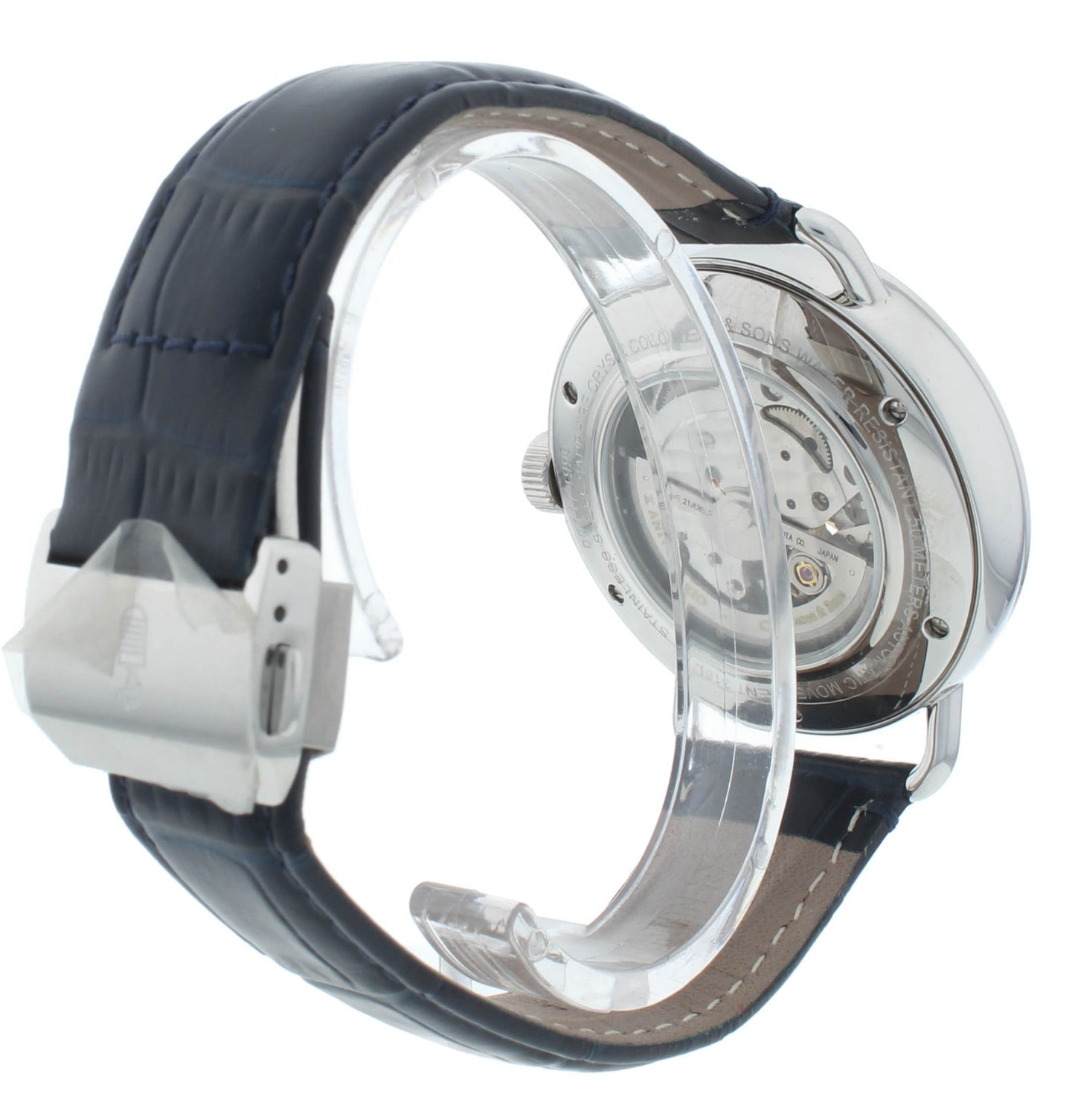 Colomer & Son 41mm Automatic Silver Dial Blue Leather Strap Men's Watch CSN05