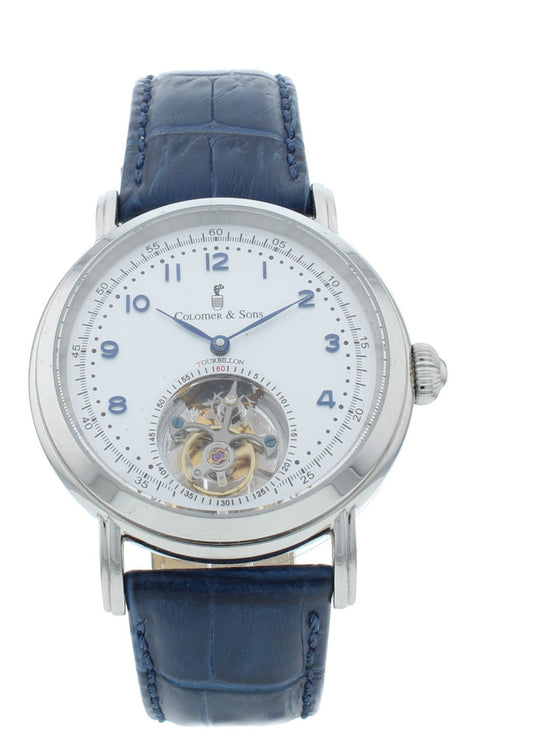 Colomer & Son 42mm Manual Hand Wind Tourbillon Blue Strap Men's Watch CS15