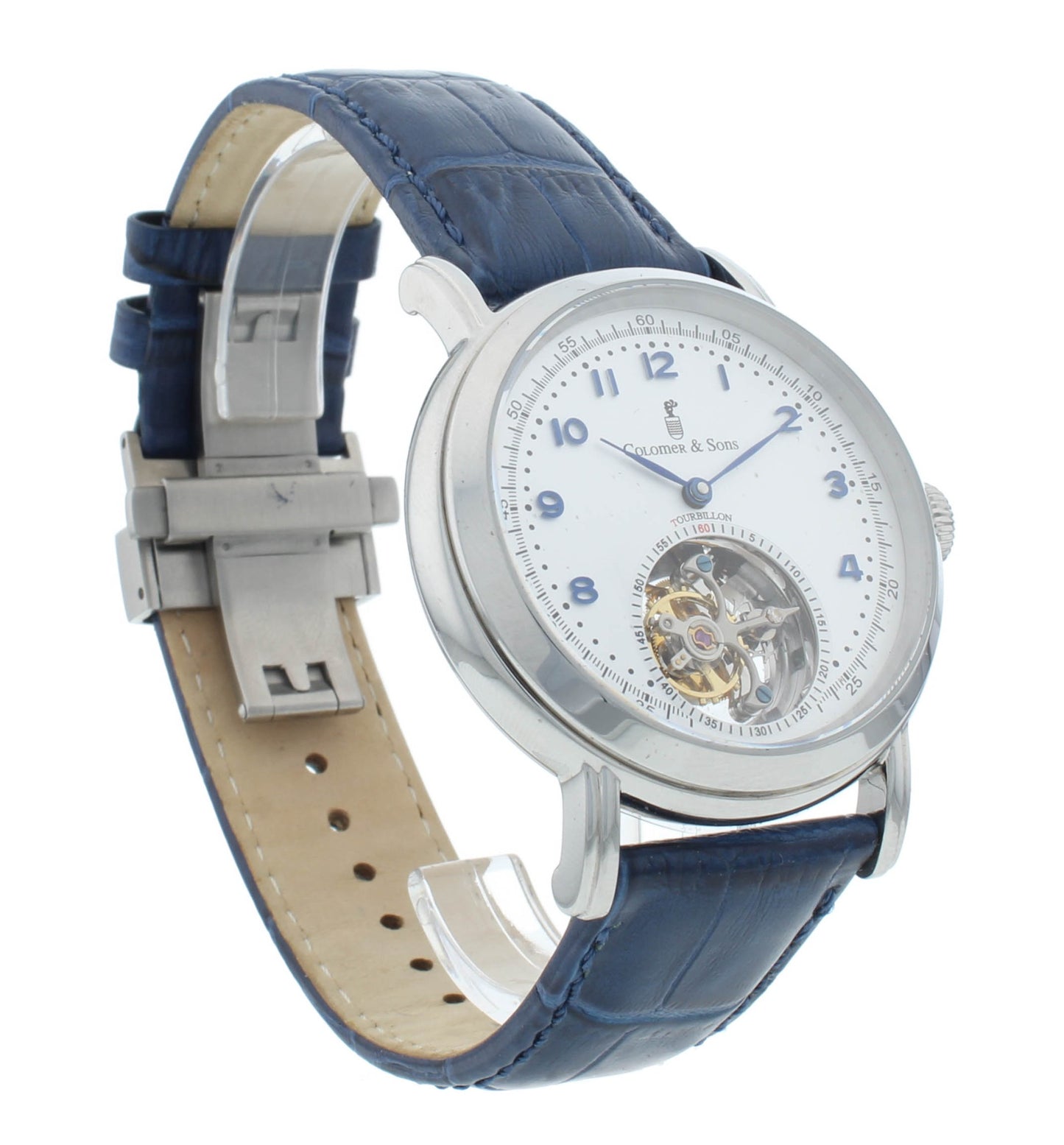 Colomer & Son 42mm Manual Hand Wind Tourbillon Blue Strap Men's Watch CS15