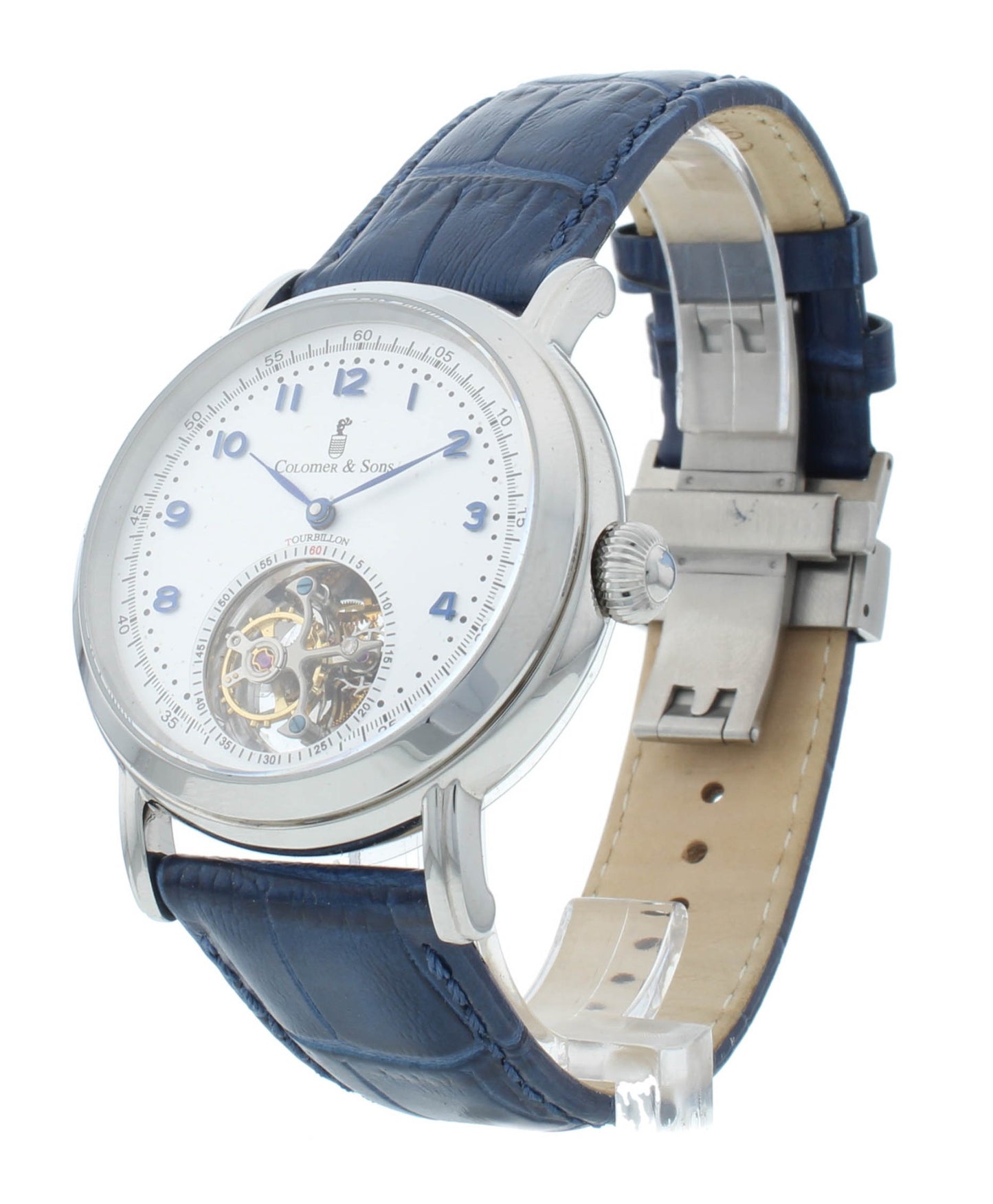 Colomer & Son 42mm Manual Hand Wind Tourbillon Blue Strap Men's Watch CS15