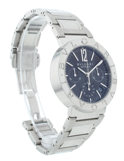 Bvlgari Diagono 38mm Automatic Chronograph Black Dial Men's Watch BB 38 SS CH