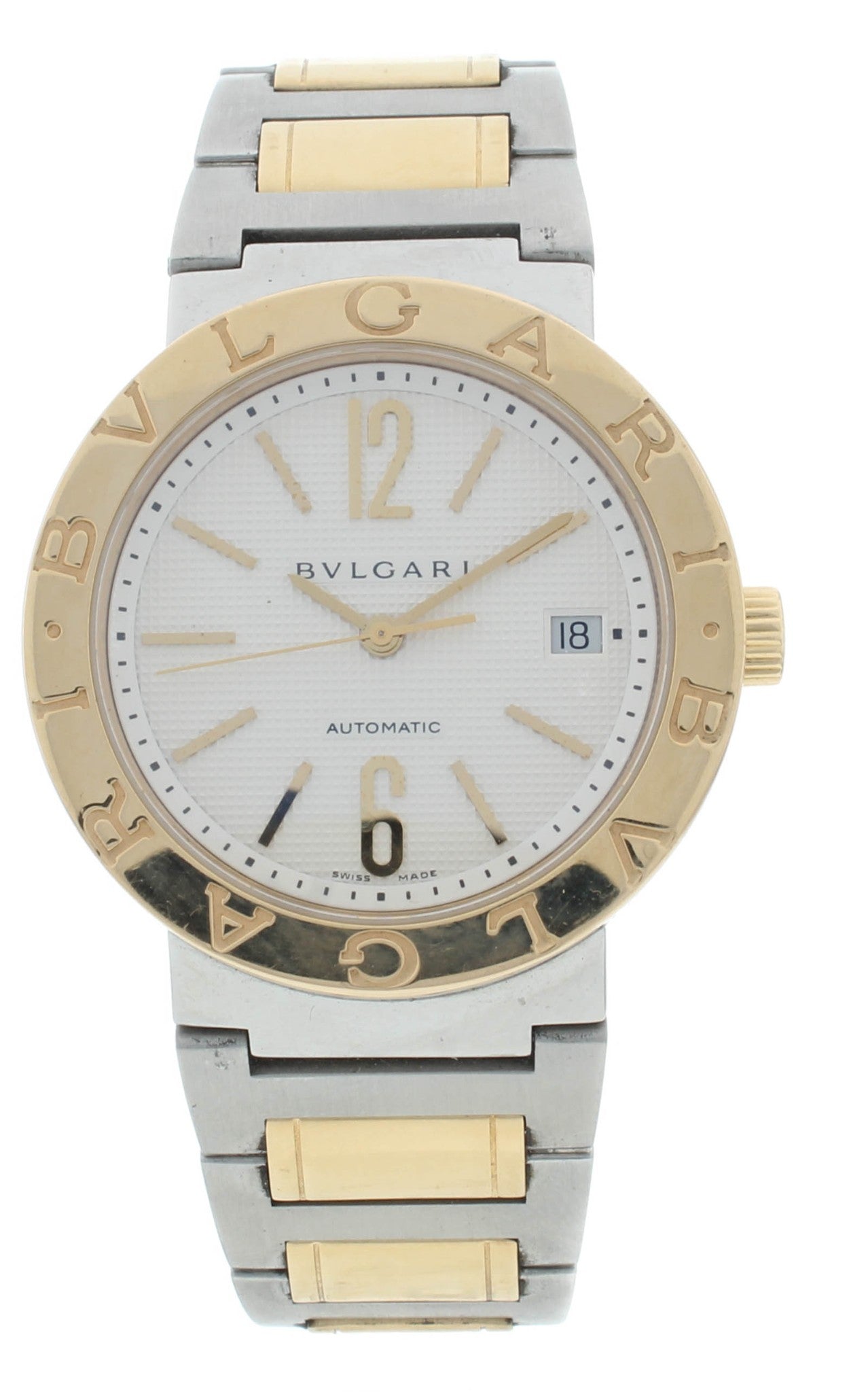 Bvlgari Diagono 38mm Automatic Steel & 18k Gold Silver Dial Men's Watch BB 38 SG