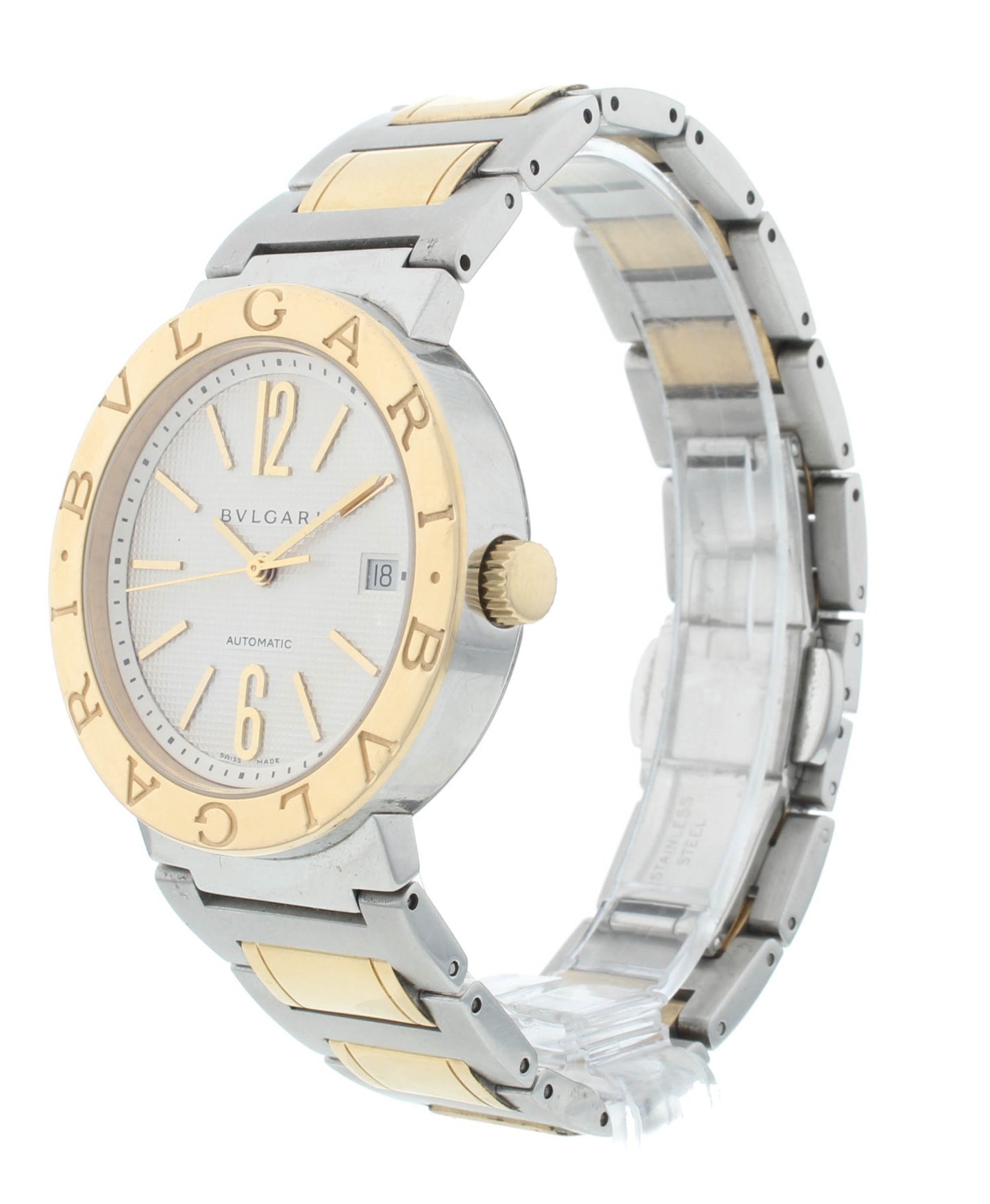 Bvlgari Diagono 38mm Automatic Steel & 18k Gold Silver Dial Men's Watch BB 38 SG