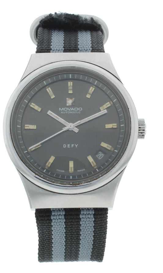 Movado Defy 38mm Auto Stainless Steel Gray Dial Vintage Men's Watch 01 0210 380