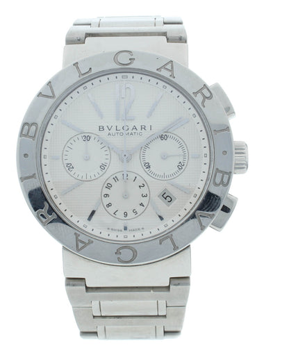 Bvlgari Diagono 42mm Automatic Chronograph White Dial Men's Watch BB 42 SS CH