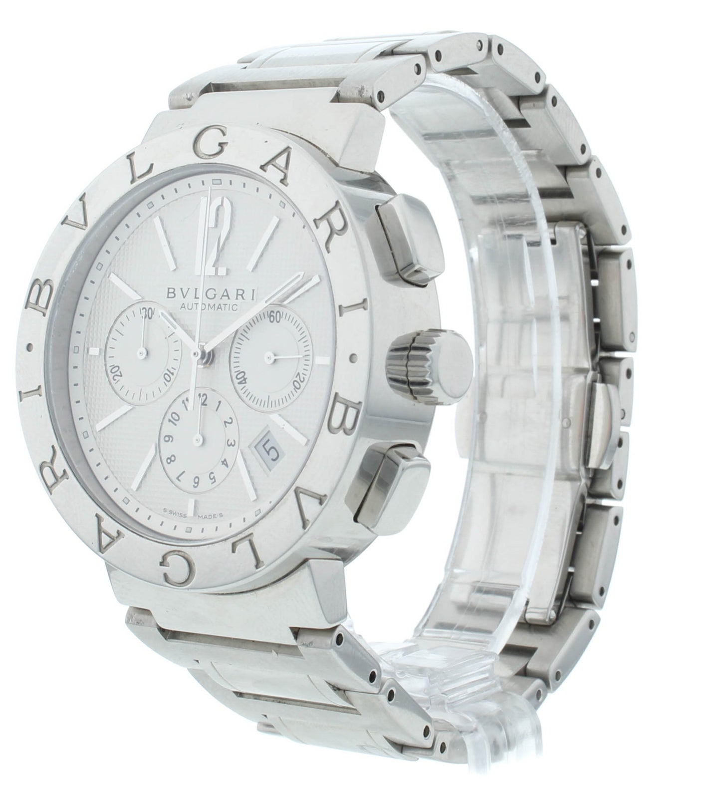 Bvlgari Diagono 42mm Automatic Chronograph White Dial Men's Watch BB 42 SS CH