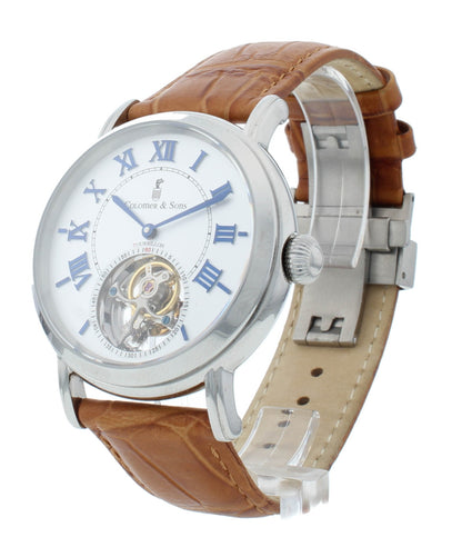 Colomer & Son 42mm Manual Hand Wind Tourbillon Brown Strap Men's Watch CS15