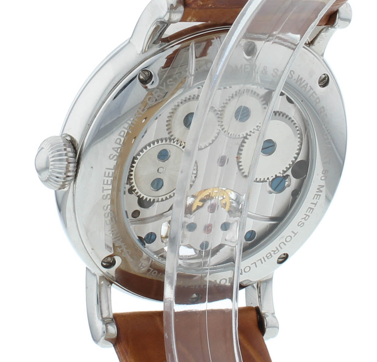 Colomer & Son 42mm Manual Hand Wind Tourbillon Brown Strap Men's Watch CS15