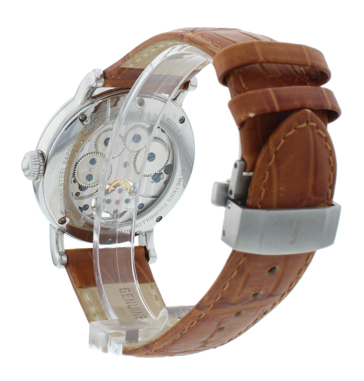Colomer & Son 42mm Manual Hand Wind Tourbillon Brown Strap Men's Watch CS15