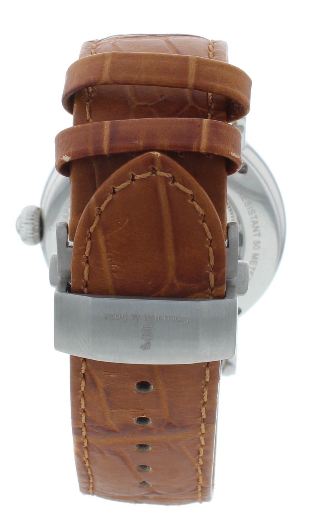 Colomer & Son 42mm Manual Hand Wind Tourbillon Brown Strap Men's Watch CS15