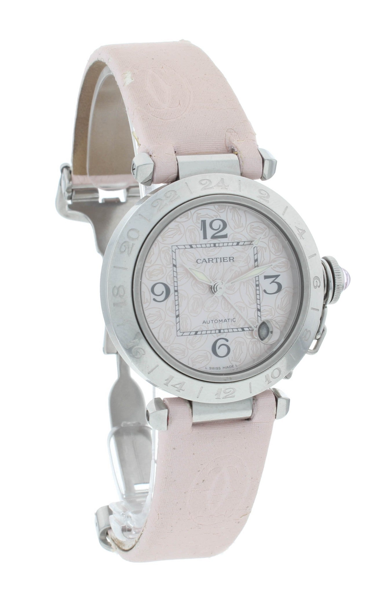 Cartier Pasha C GMT 35mm Automatic Pink MOP Dial Ladies Watch W3107099-2377