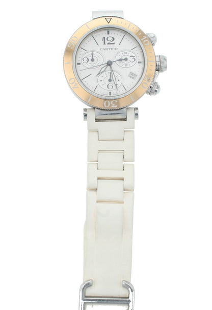 Cartier Pasha Seatimer 37mm Chrono Quartz Steel & Gold Men's Watch W3140004-3129