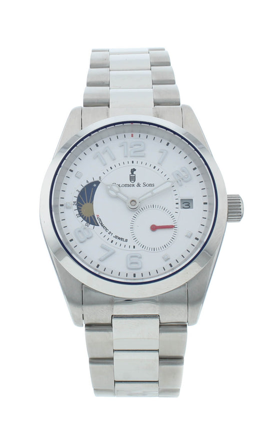 Colomer & Son 37mm Automatic Moon-Phase Silver Dial Men's Watch CSNS09