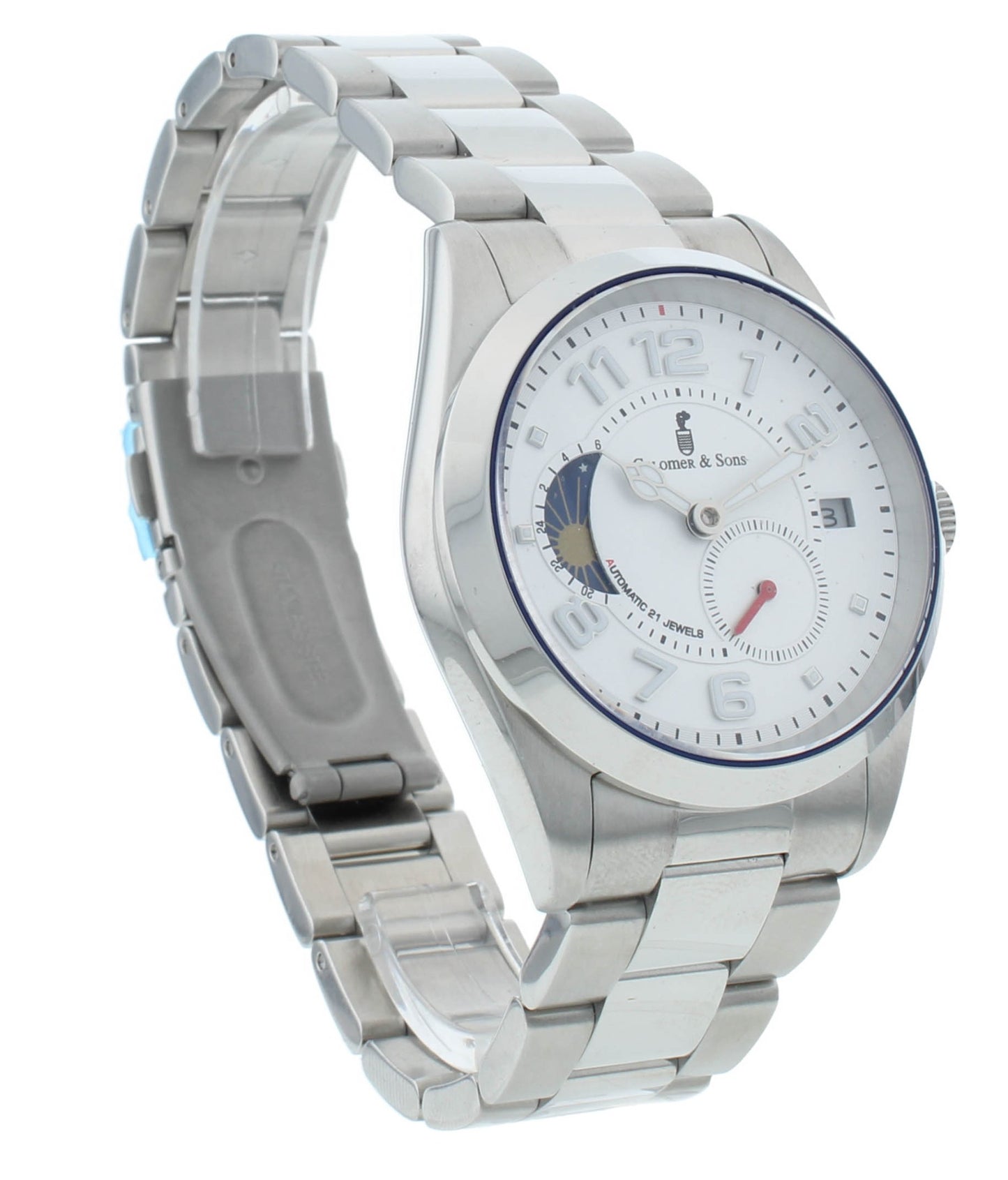 Colomer & Son 37mm Automatic Moon-Phase Silver Dial Men's Watch CSNS09