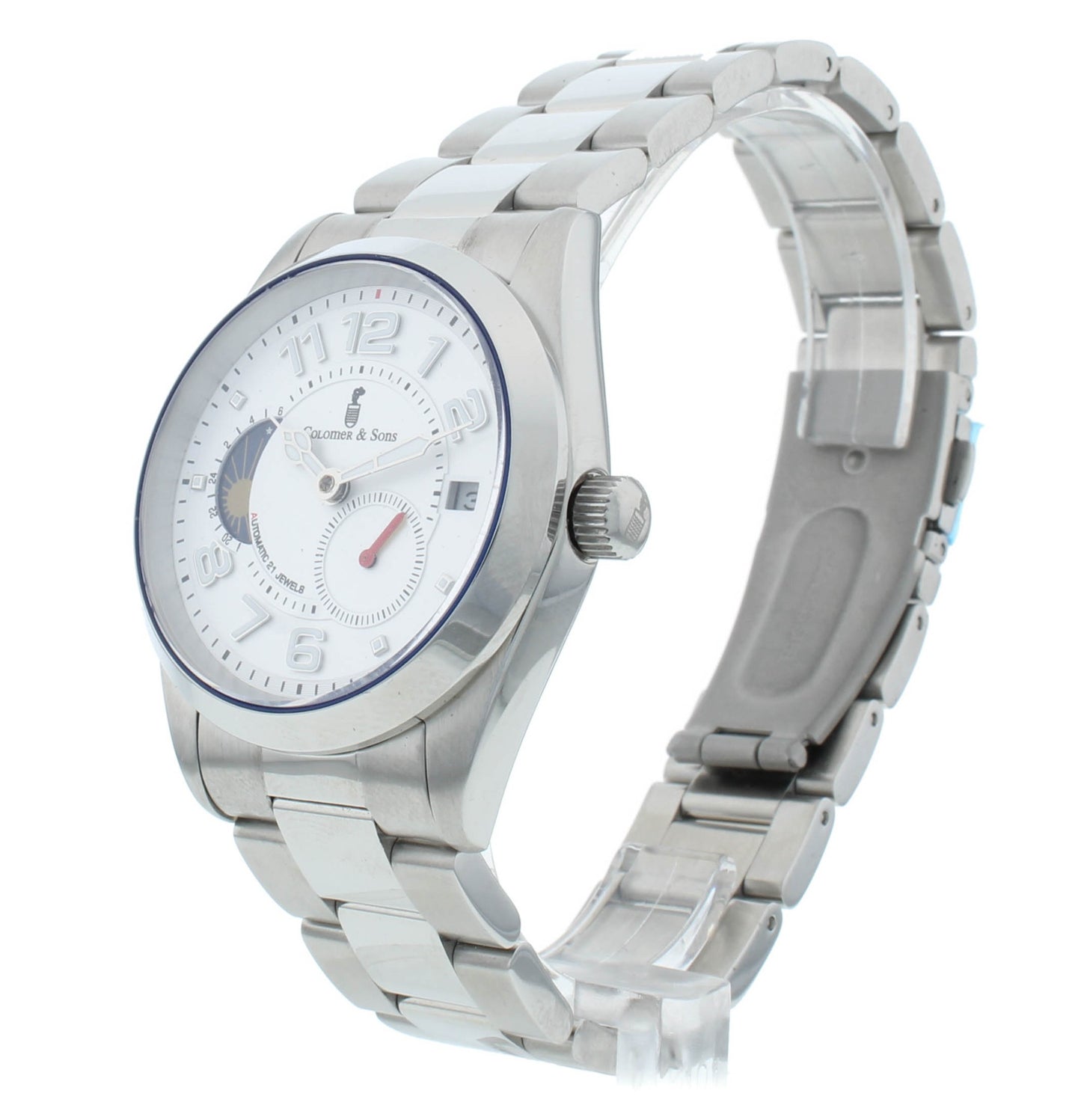 Colomer & Son 37mm Automatic Moon-Phase Silver Dial Men's Watch CSNS09