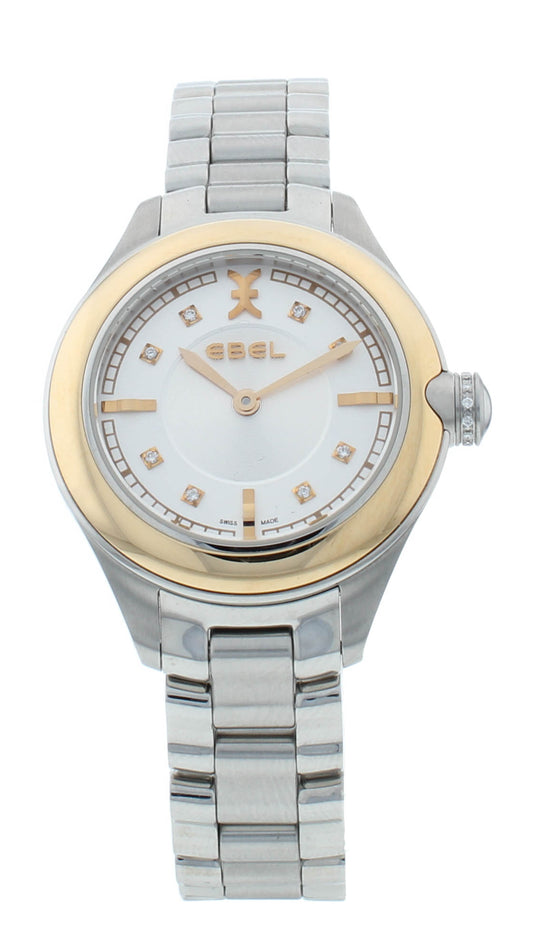 Ebel Onde Silver Diamond Dial Steel & 18kt Gold 30mm Quartz Ladies Watch 1216092