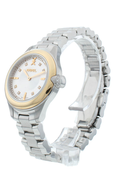 Ebel Onde Silver Diamond Dial Steel & 18kt Gold 30mm Quartz Ladies Watch 1216092