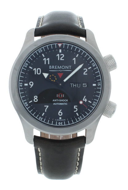 Bremont Martin Baker Auto Black Dial 43mm Silver Barrel Men's Watch MBII-BK-AN-S