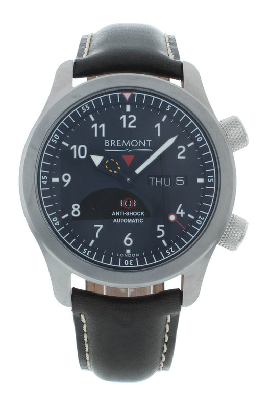 Bremont Martin Baker Auto Black Dial 43mm Silver Barrel Men's Watch MBII-BK-AN-S