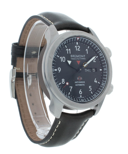 Bremont Martin Baker Auto Black Dial 43mm Silver Barrel Men's Watch MBII-BK-AN-S