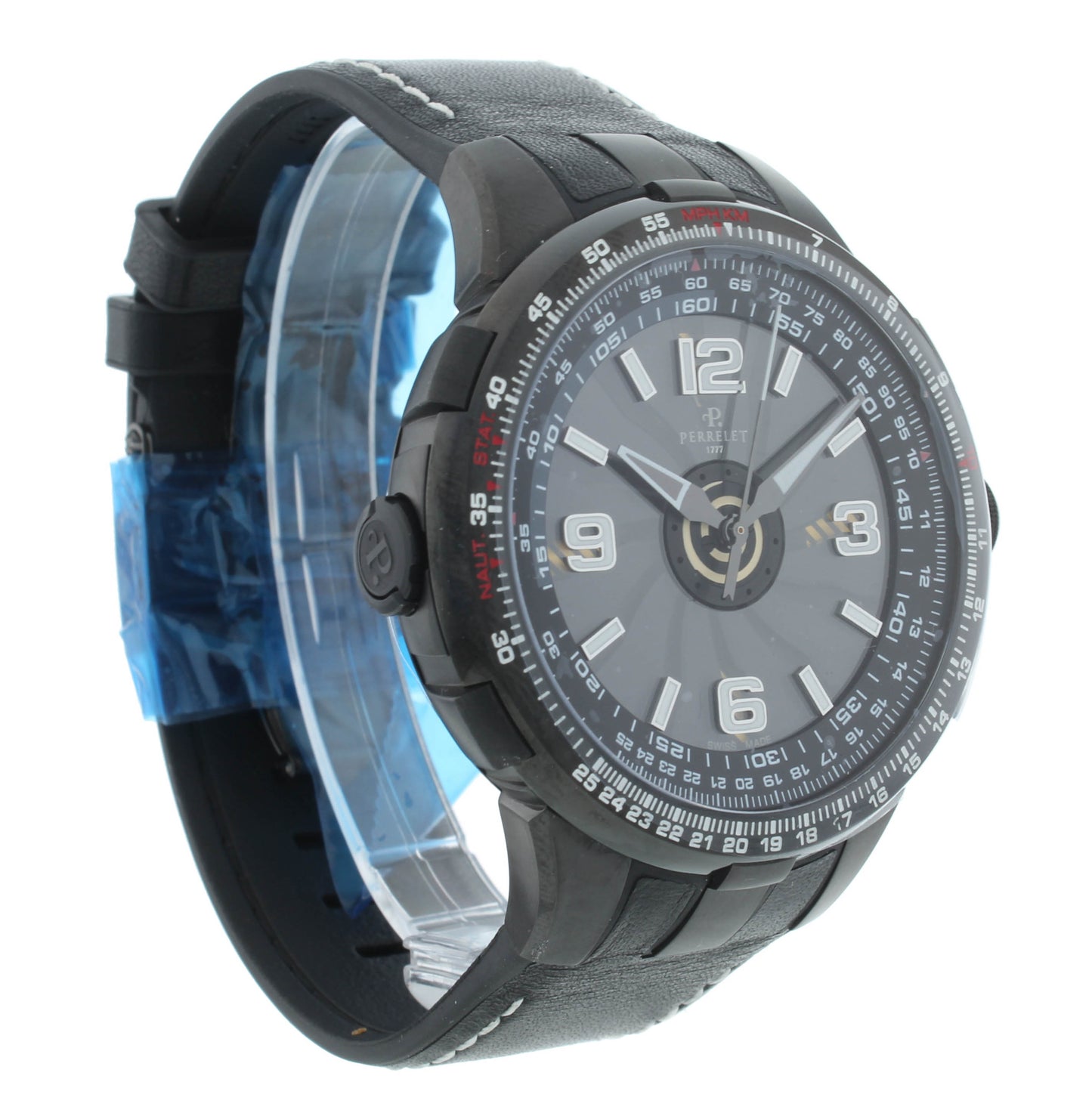 Pre-Owned Perrelet Turbine Pilot Black Dial 48mm Automatic Men’s Watch A1086/1A