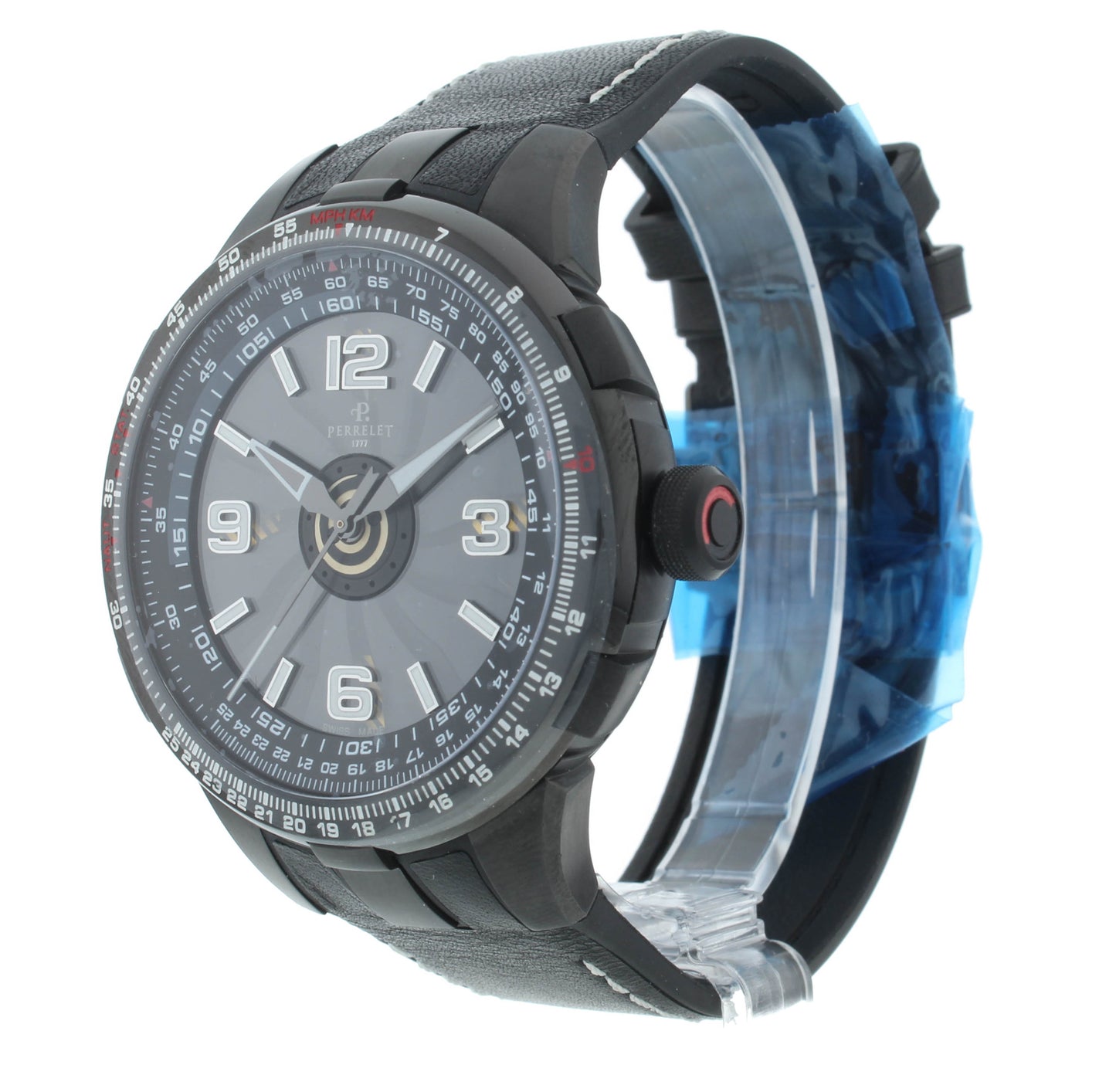 Pre-Owned Perrelet Turbine Pilot Black Dial 48mm Automatic Men’s Watch A1086/1A