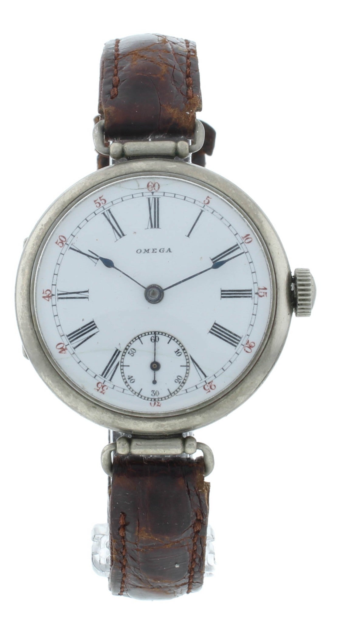 Omega Early Trench 33mm Nickel Case Manual White Dial Vintage Men's Watch