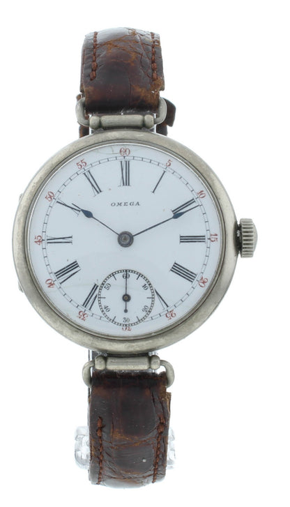 Omega Early Trench 33mm Nickel Case Manual White Dial Vintage Men's Watch