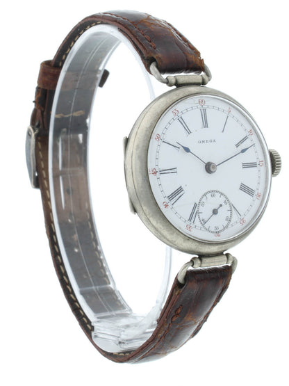 Omega Early Trench 33mm Nickel Case Manual White Dial Vintage Men's Watch