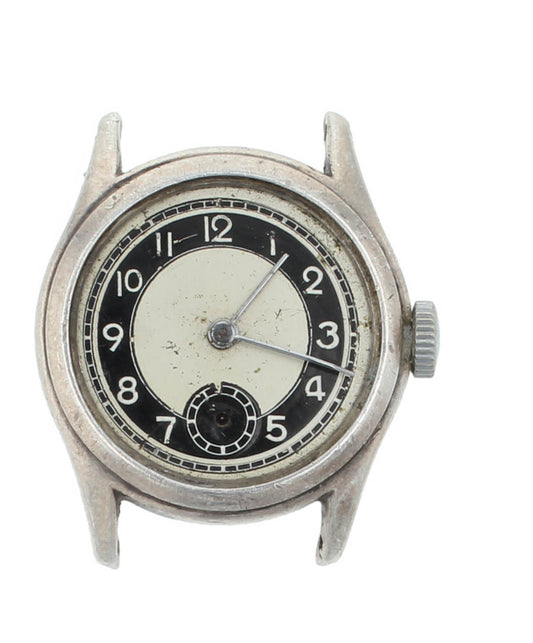 Unknown Brand 29mm Mechanical Movement Running Silver & Black Dial Vintage Watch