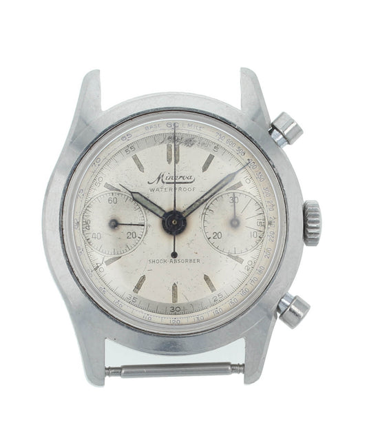 Minerva Waterproof Chronograph Shock-Absorber 34mm Manual Vintage Men's Watch