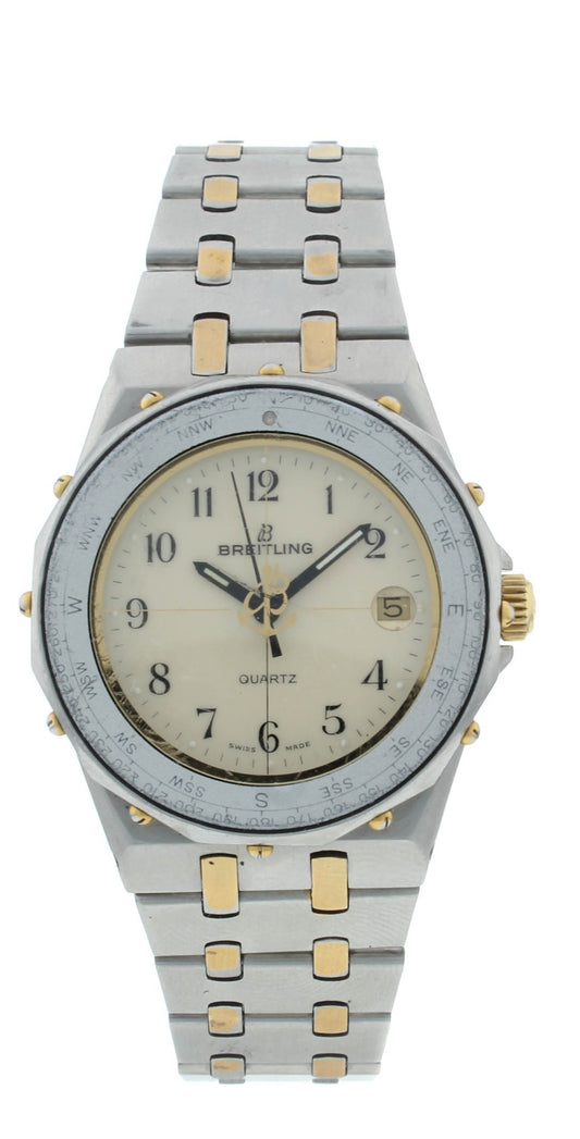Breitling Eric Tabarly Quartz 35mm Two-Tone Steel Beige Dial Vintage Men's Watch