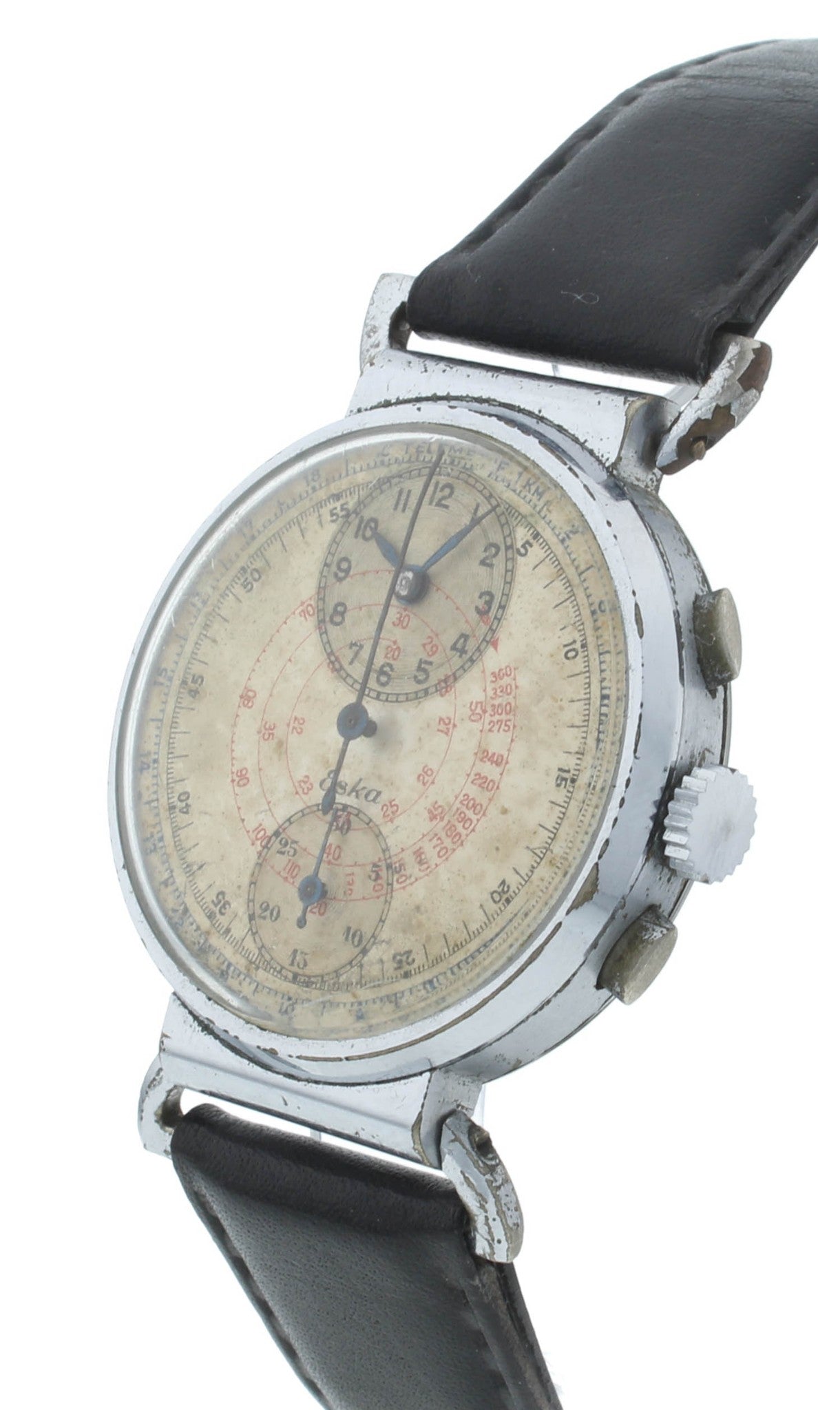 Eska Chronograph Telemeter 33mm Manual White Dial Vintage Men's Watch