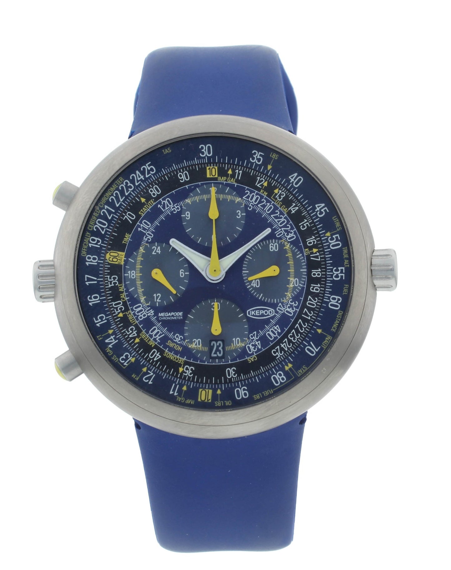 Ikepod Megapode 46mm Automatic Blue Dial Chronograph With Bracelet Men's Watch