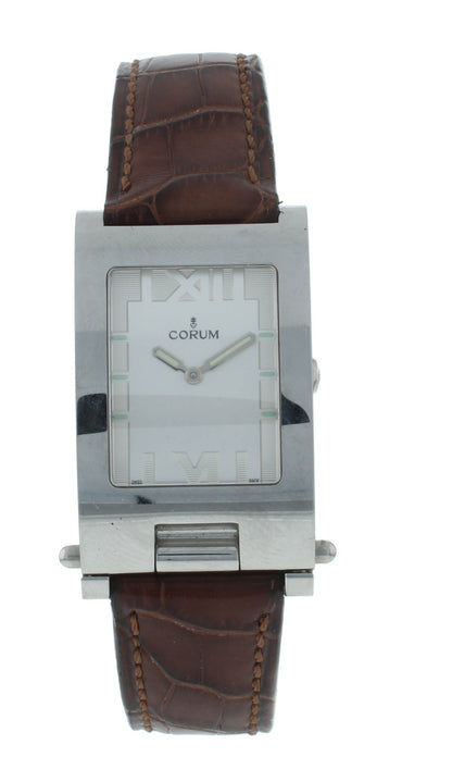 Corum Tabogan Tank Style Silver Dial 24mm Quartz Ladies Watch 64.151.20