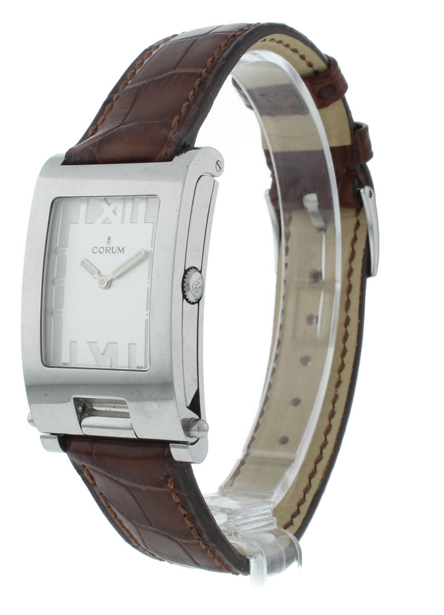 Corum Tabogan Tank Style Silver Dial 24mm Quartz Ladies Watch 64.151.20