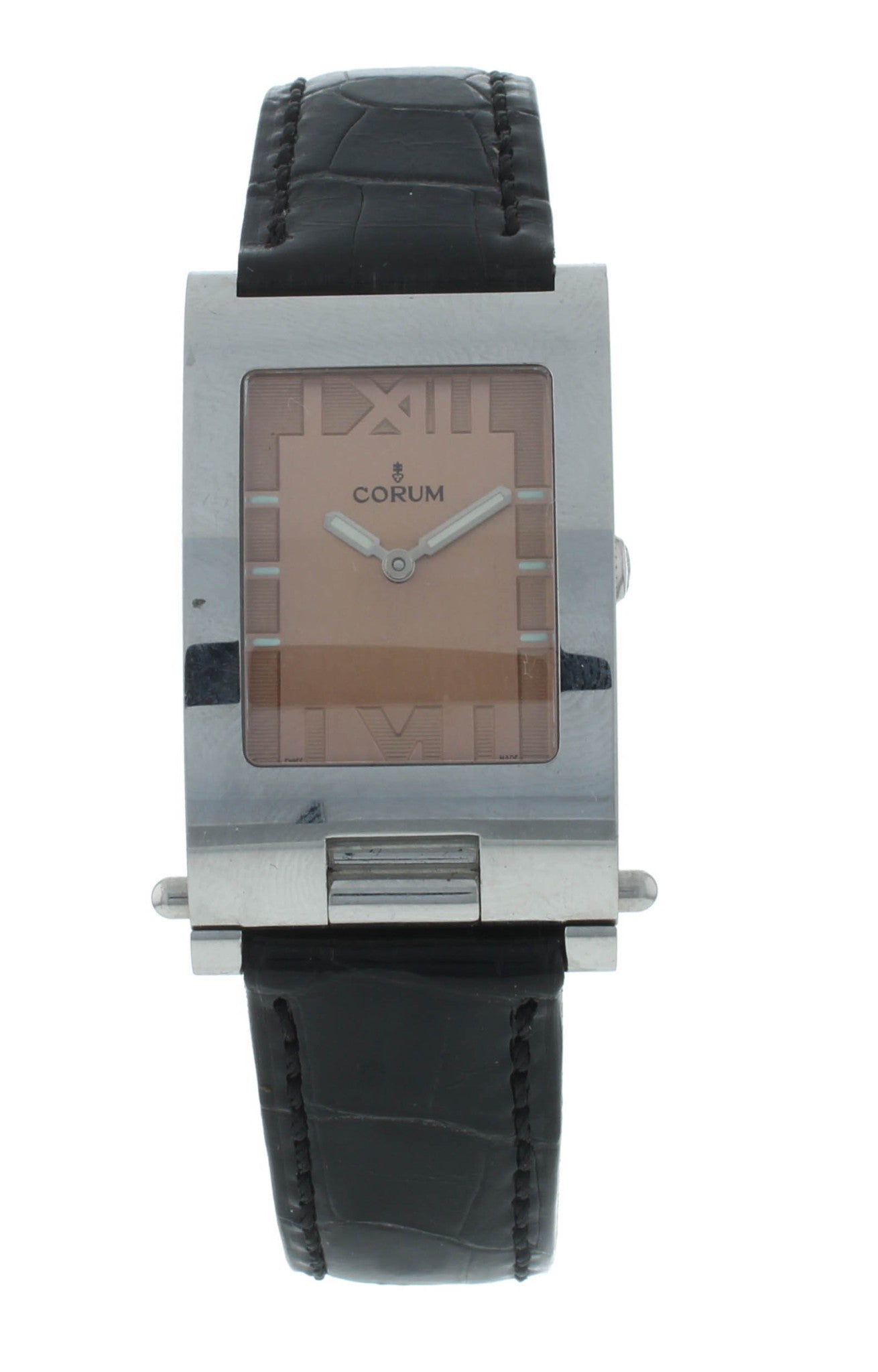 Corum Tabogan Tank Style Pink Dial Rectangle 24mm Quartz Ladies Watch 64.151.20