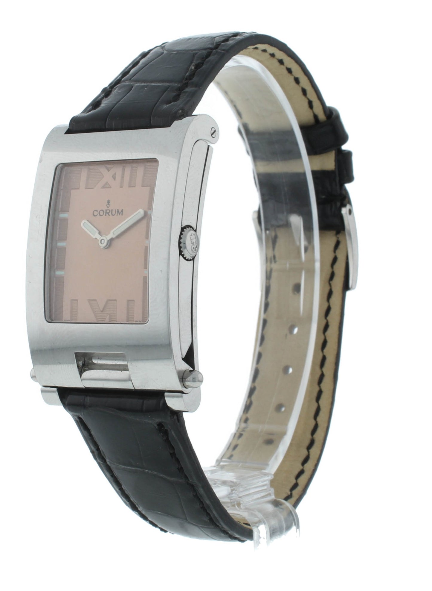 Corum Tabogan Tank Style Pink Dial Rectangle 24mm Quartz Ladies Watch 64.151.20