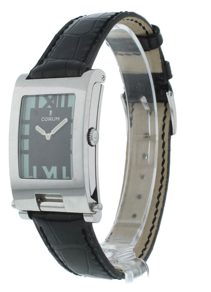 Corum Tabogan Tank Style Black Dial Rectangle 24mm Quartz Ladies Watch 64.151.20