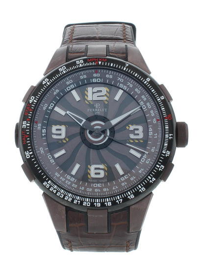 Pre-Owned Perrelet Turbine Pilot Brown Dial 48mm Automatic Men’s Watch A1094/2A