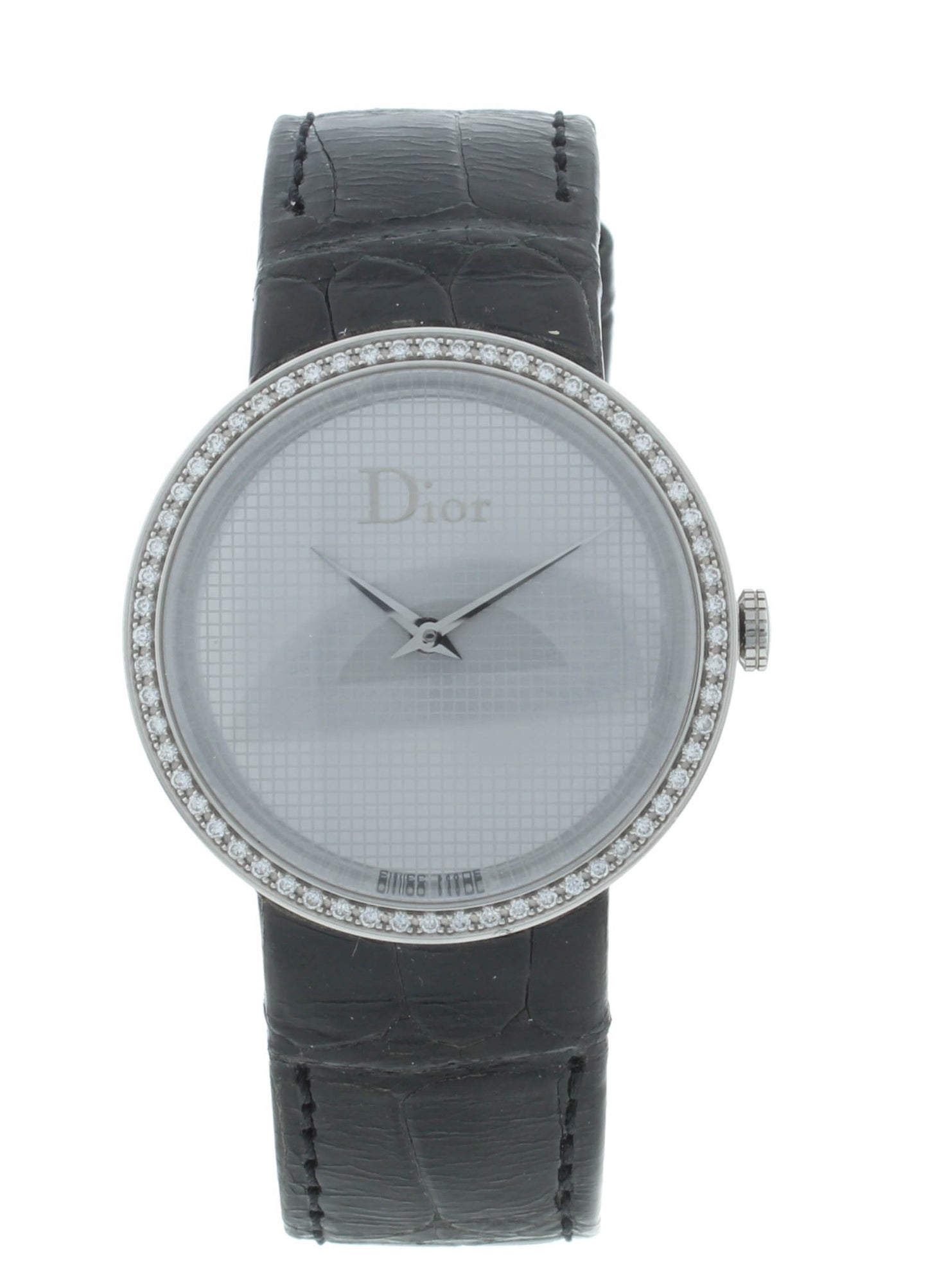Dior La D De 33mm Quartz Silver Dial Diamond Bezel Ladies Watch CD042111M001