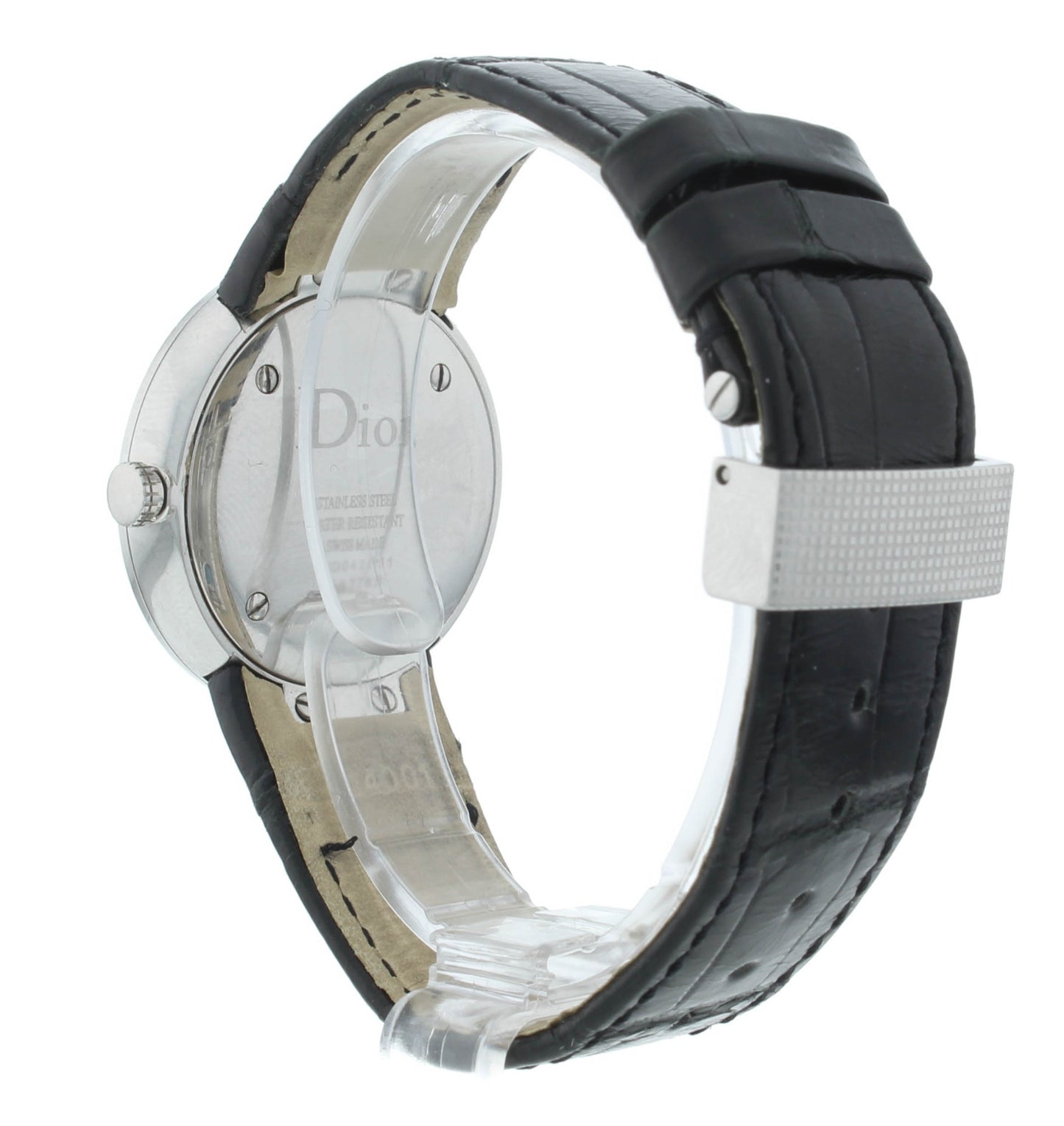 Dior La D De 33mm Quartz Silver Dial Diamond Bezel Ladies Watch CD042111M001