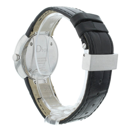 Dior La D De 33mm Quartz Silver Dial Diamond Bezel Ladies Watch CD042111M001