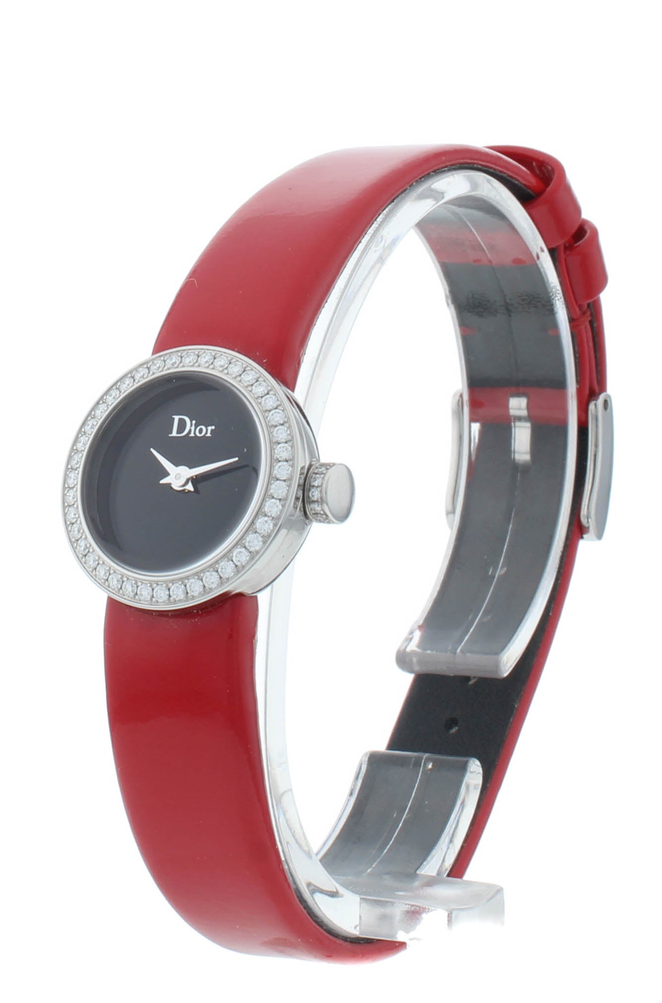 Dior La D De 19mm Black Dial Diamond Bezel Quartz Ladies Watch CD040110A018