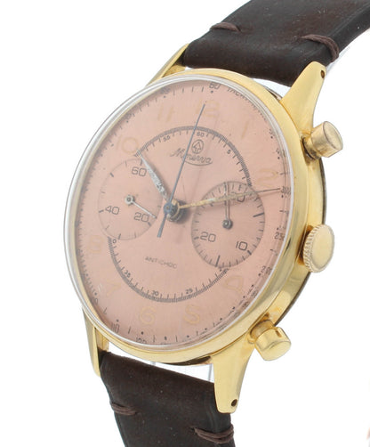 Minerva Chronograph Cal. 13-20 36.5mm Rose Dial Vintage Men's Watch