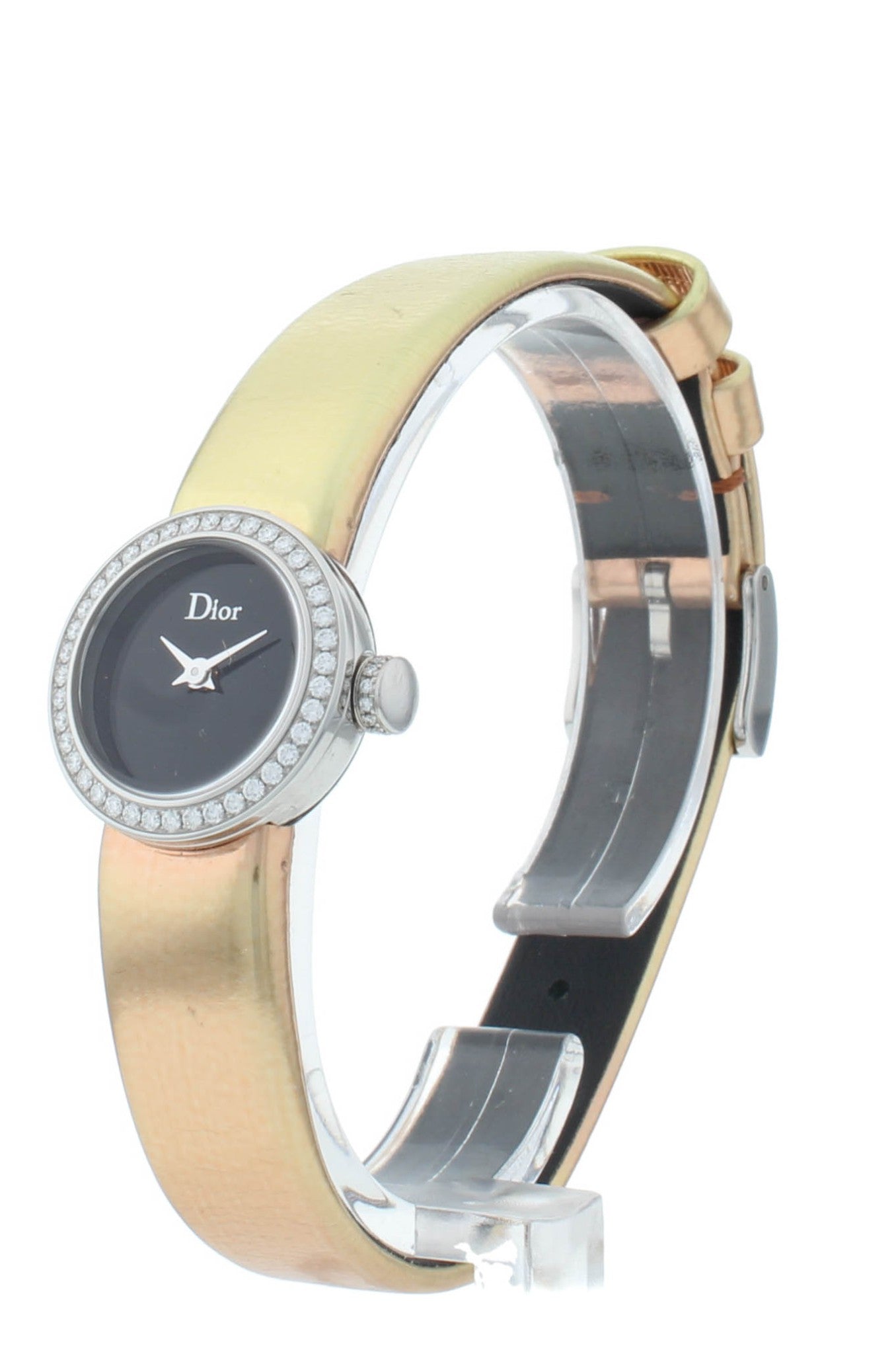 Dior La D De 19mm Black Dial Diamond Bezel Quartz Ladies Watch CD040110A015