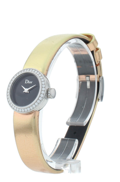 Dior La D De 19mm Black Dial Diamond Bezel Quartz Ladies Watch CD040110A015