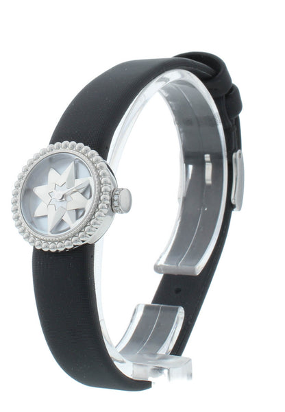 Dior La D De 19mm MOP Dial Black Satin Strap Quartz Ladies Watch CD040112A001
