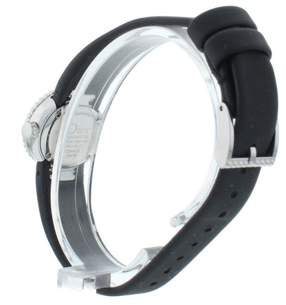 Dior La D De 19mm Red Dial Black Satin Strap Quartz Ladies Watch CD040112A004