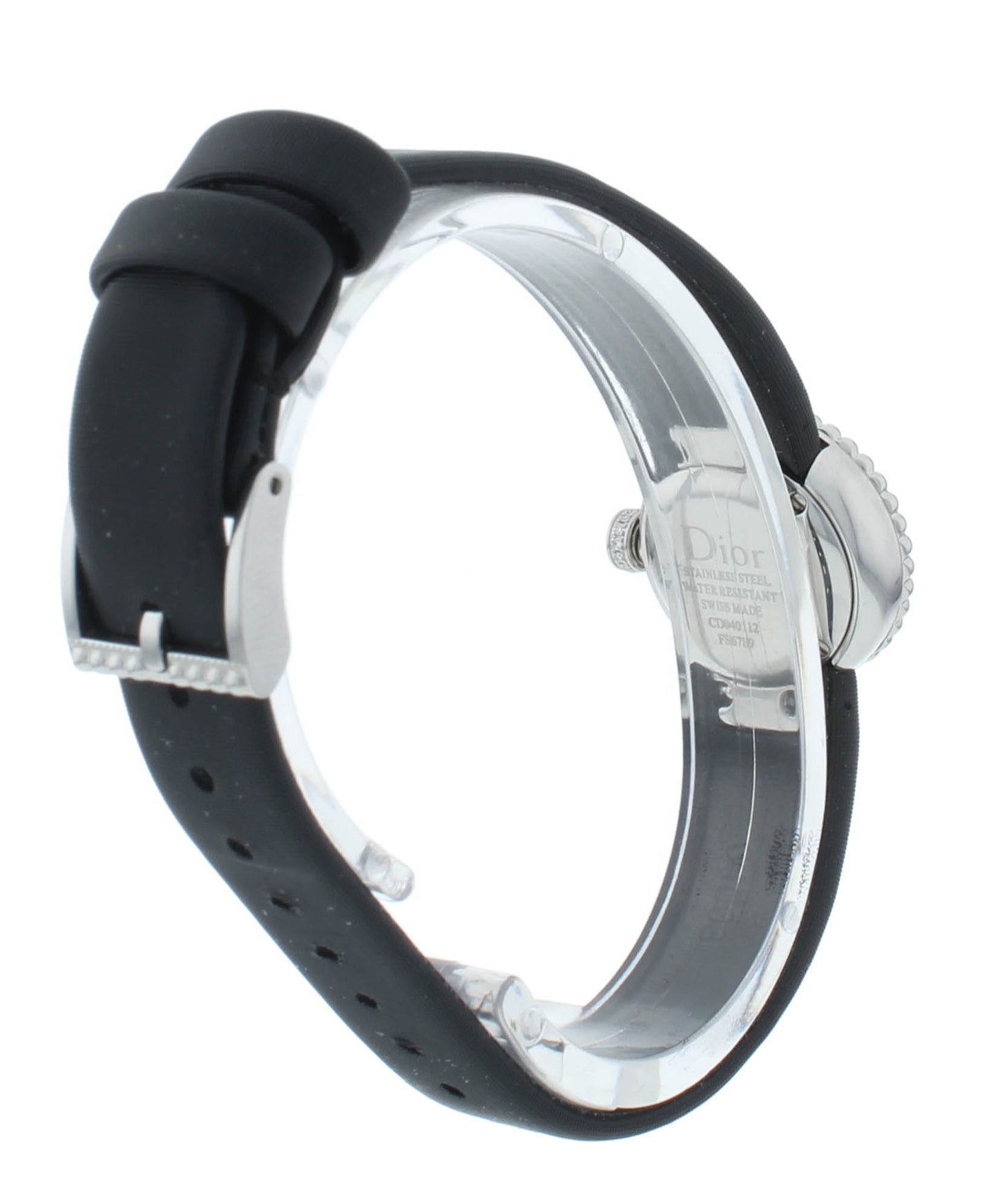 Dior La D De 19mm Red Dial Black Satin Strap Quartz Ladies Watch CD040112A004